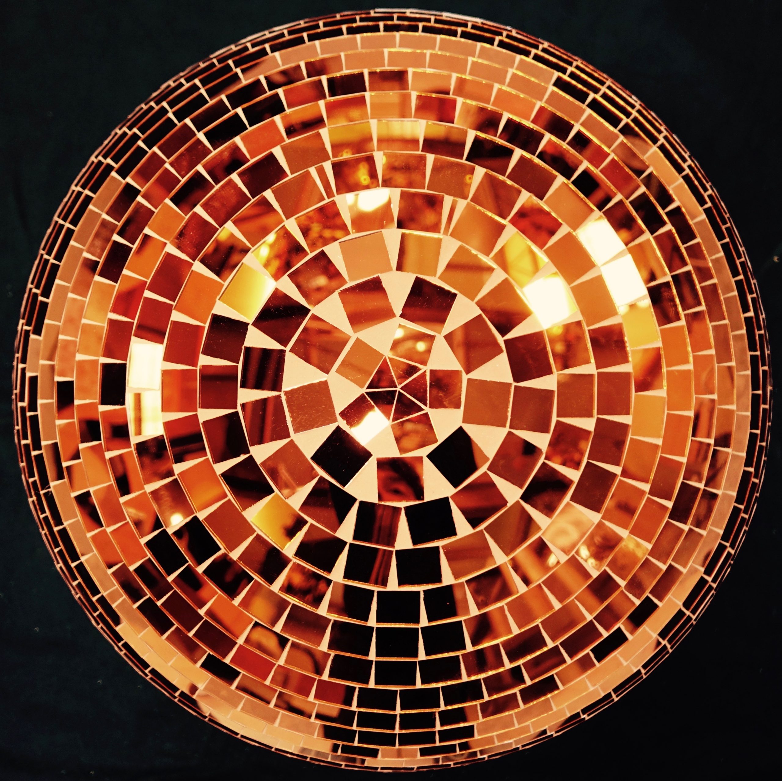 750mm blood orange mirror ball approx weight 25kg dry hire fee - £130 purchase fee - POA