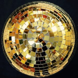 600mm gold mirror ball approx weight 10kg dry hire fee - £100 purchase fee - POA
